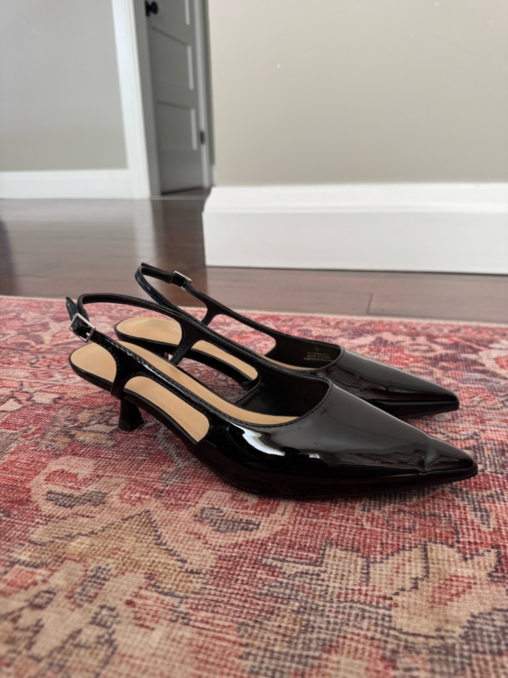 Harlow Black Slingback Kitten Heels